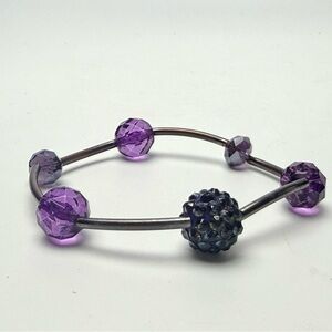 Vintage Style Purple Faceted Beaded Stretch Bracelet
